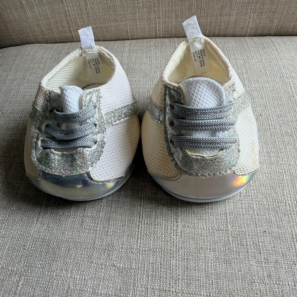 Build-A-Bear White Silver Glitter Sneakers Shoes Medium Plush Accessory 2017